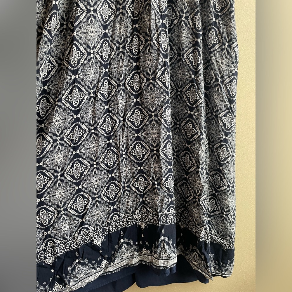 Suzanne Betro Women Blue White Maxi Dress Sleeveless Size 3XL - Picture 3 of 10